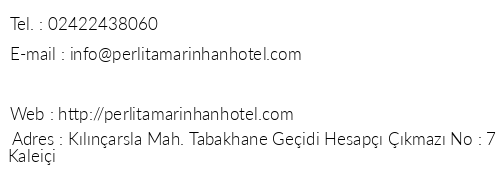 Perlita Marinhan Hotel telefon numaralar, faks, e-mail, posta adresi ve iletiim bilgileri